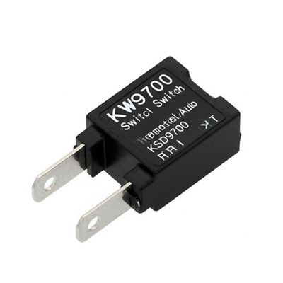 KW9700 স্বয়ংক্রিয় রিসেট তাপমাত্রা সুইচ 250V10A থার্মোস্ট্যাট, 40~150℃ পরিসীমা এবং 18.5*7.5*3.8মিমি আকার সহ